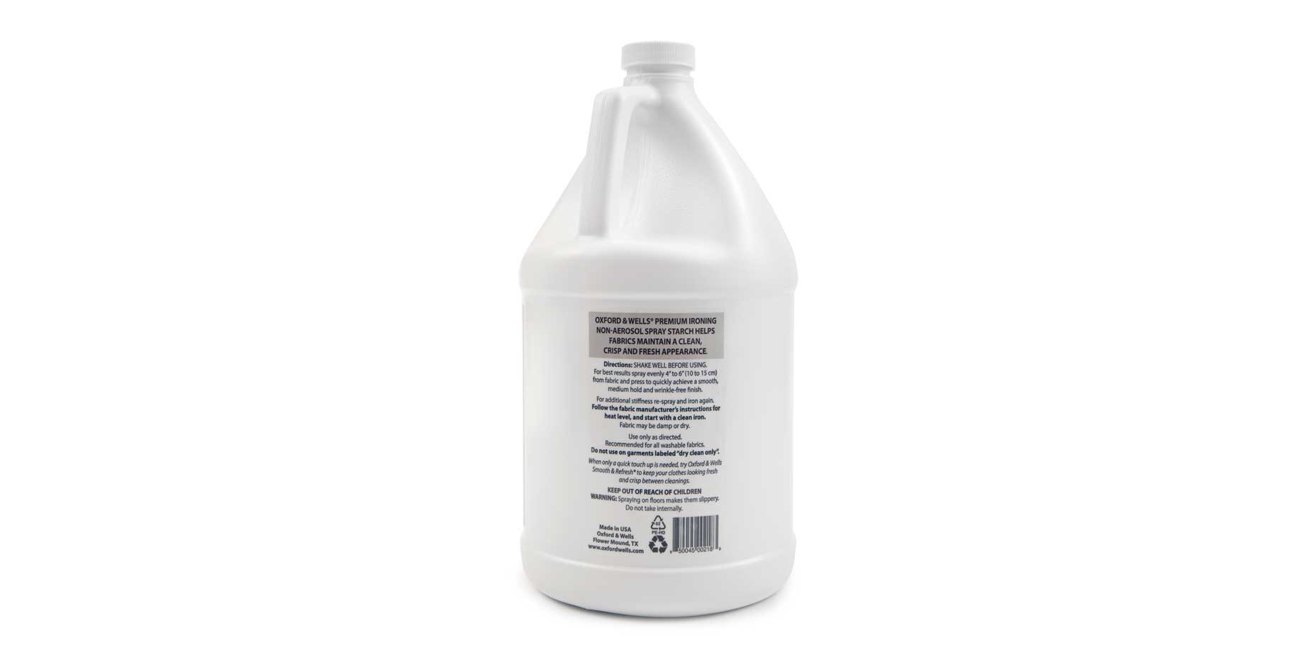 Back of 128oz Ironing Starch bottle